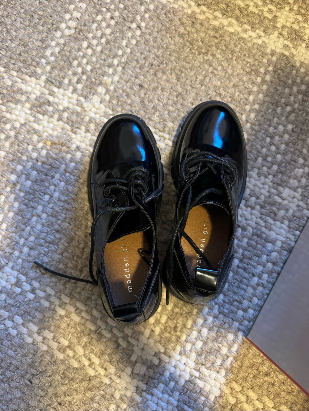Madden Girl Black Patent Lace-Up Platform Oxfords